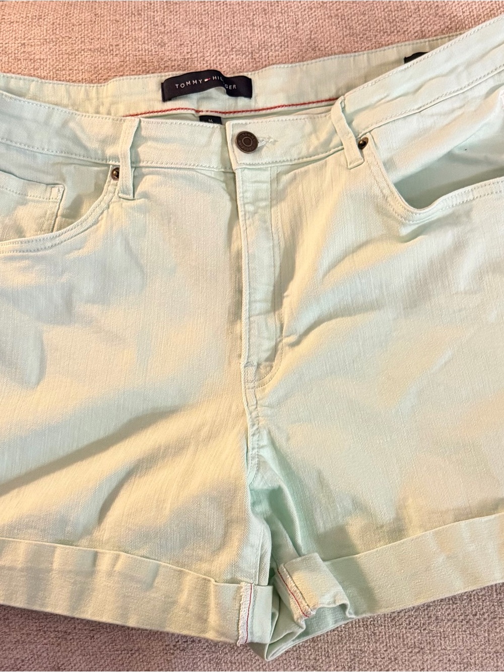 Tommy Hilfiger Pale Mint Cotton Jean Shorts